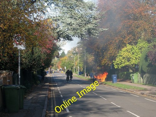 Photo 6x4 burning car - burning,